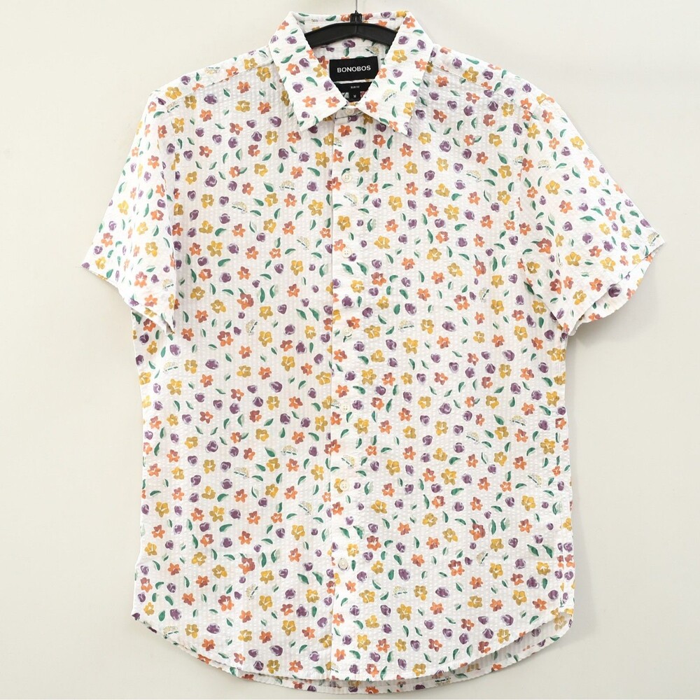 Bonobos Hawaiian Short Sleeve Men's Shirt Floral Printed Slim Fit M 286033